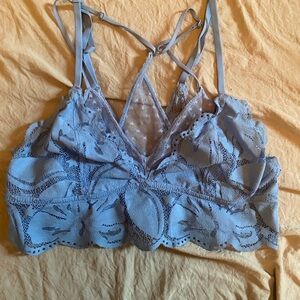 Aerie Blue Strappy Lace Bra